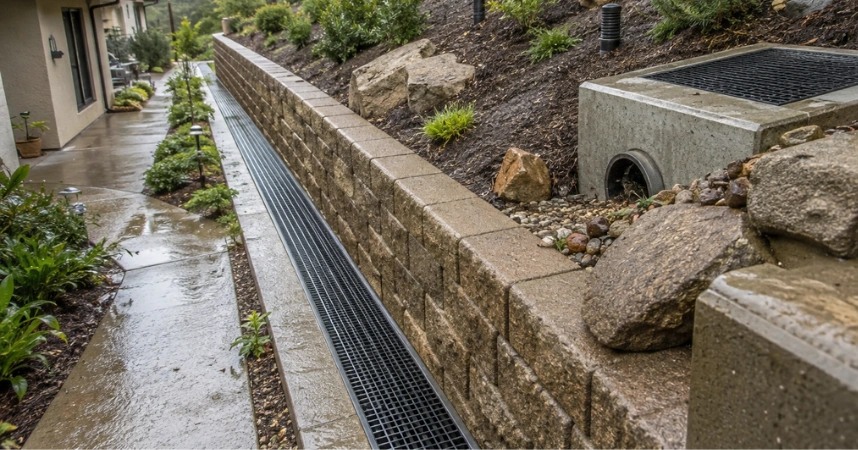 Drainage system planning for a sloped hillside property in Los Angeles